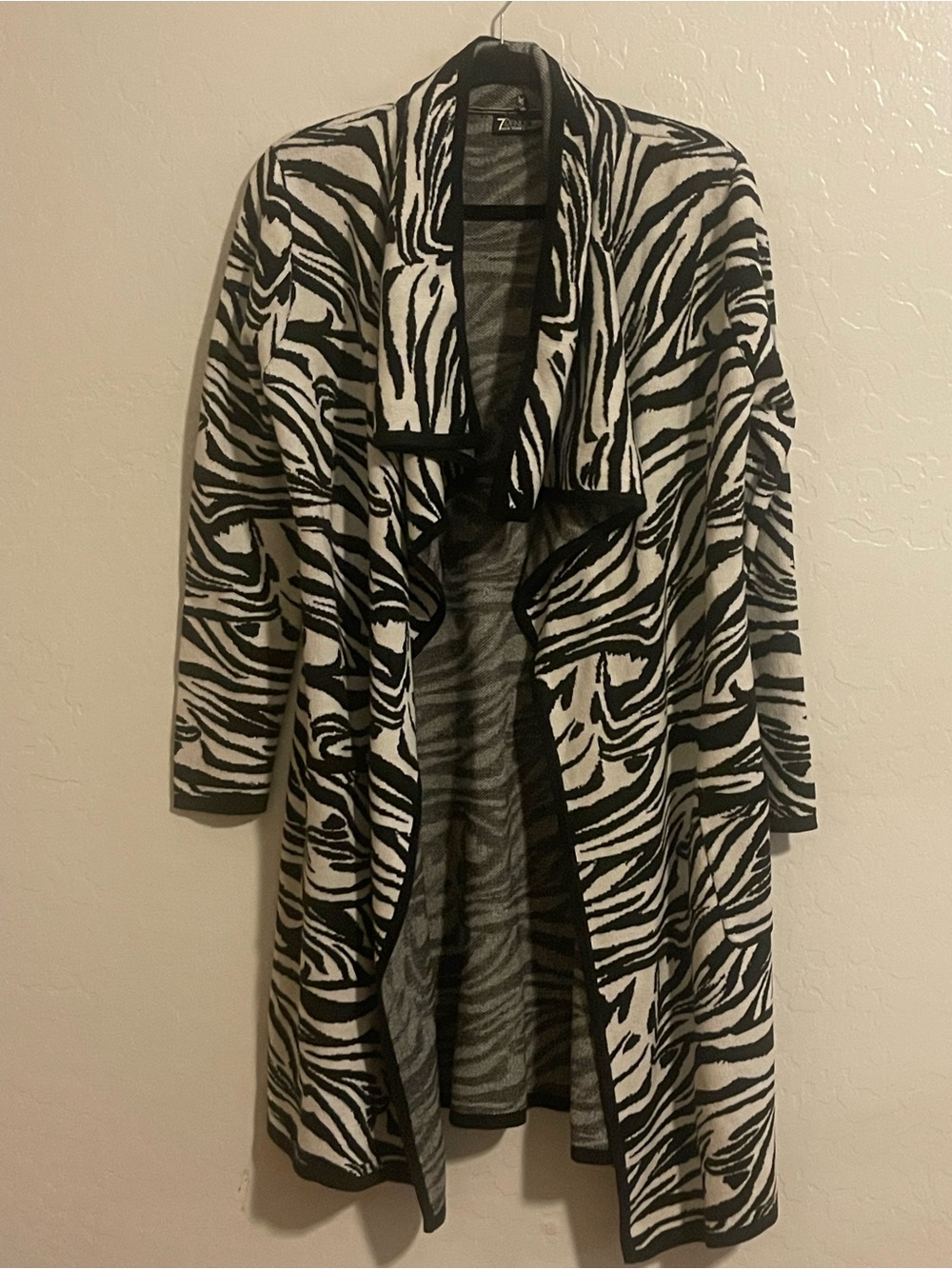 7th Avenue New York & Company Knit Duster Sz S/M Cardigan NWT Zebra Print